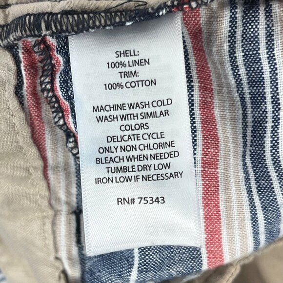 British Khaki Women's Size 12 Striped Linen Shorts Summer Casual Lightweight - Picture 4 of 13